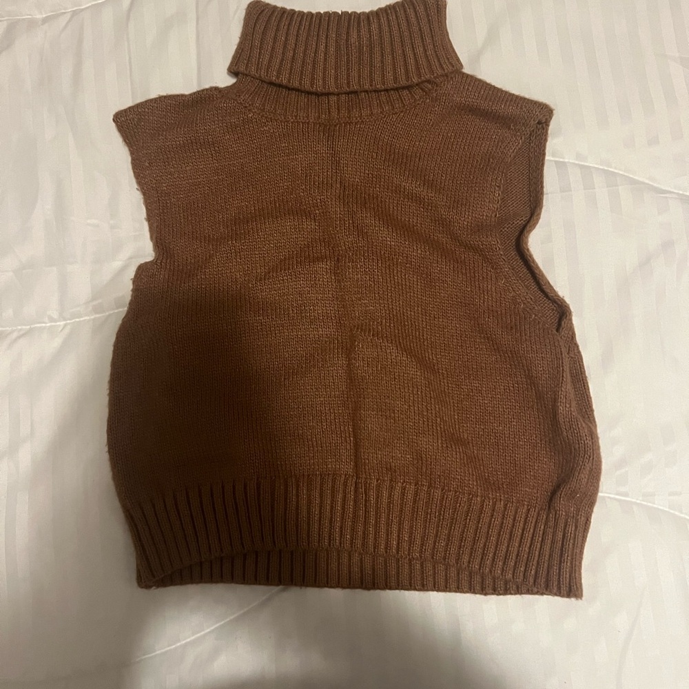 Garage Brown Knit Turtleneck Vest